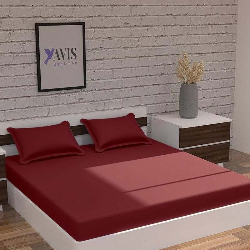 Caressence Solid Cotton Bedsheet (Red) - 300 TC media 4