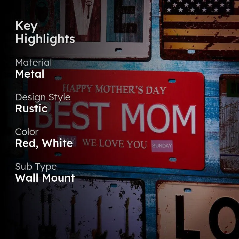 Happy Mothers Day Sign Plate Metal Wall Accent media 2