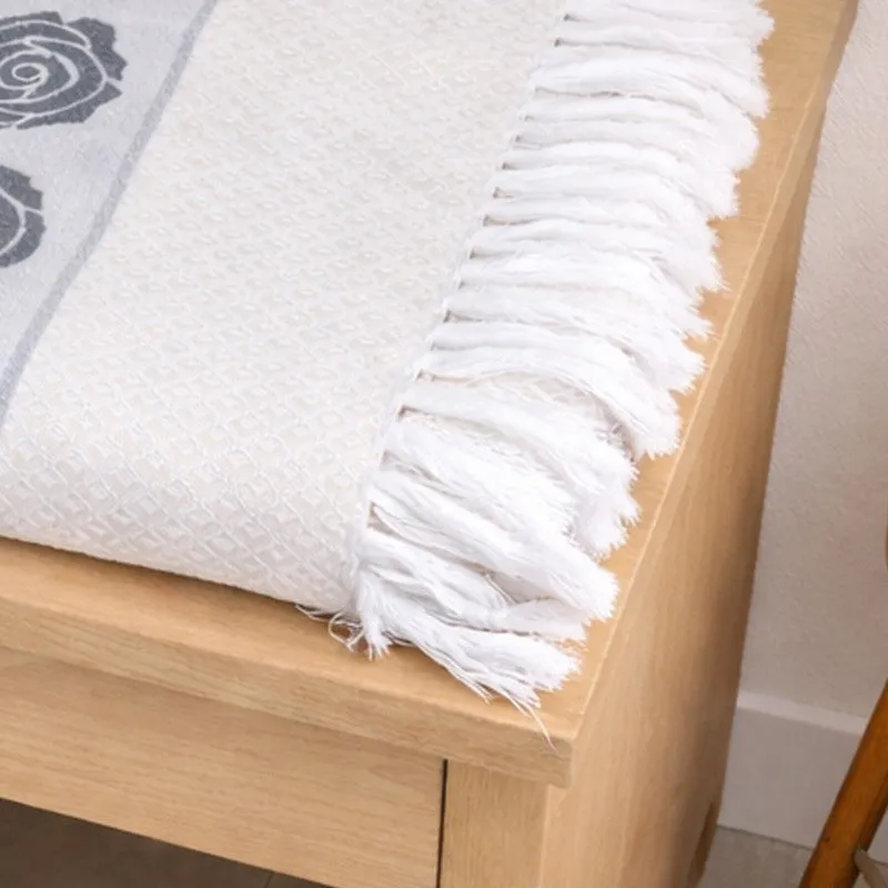 Rosette Cotton Hand & Bath Towel (Grey & White) - Set of Two media 6