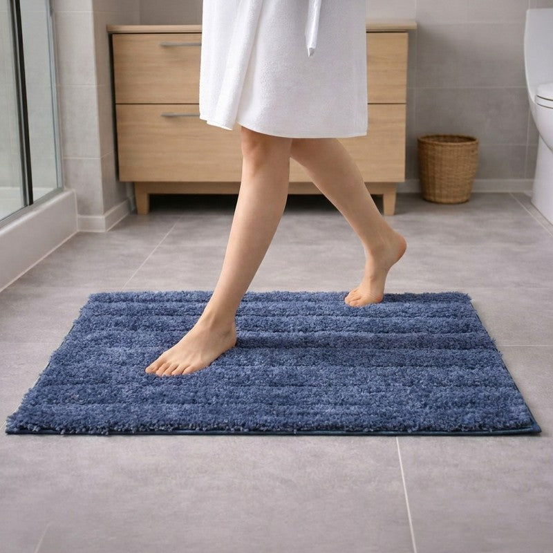 Clean Step Anti Skid Micro Fiber Bath Mat - Blue - 40 x 60 cms