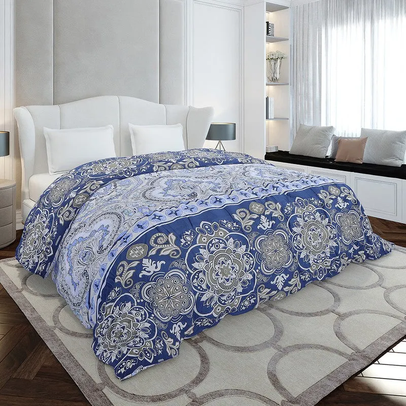 Monte Carlo Pixelweave Ethnic Print Polyester Duvet Covers (Blue) - 210 GSM media 1