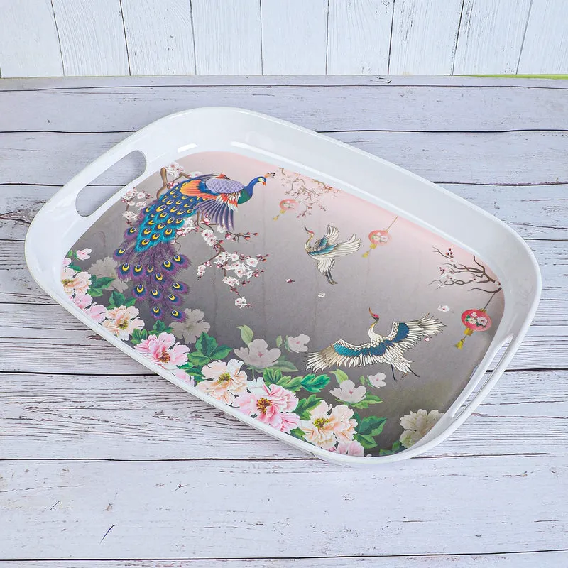 Peacock Garden Melamine Serving Tray media 3