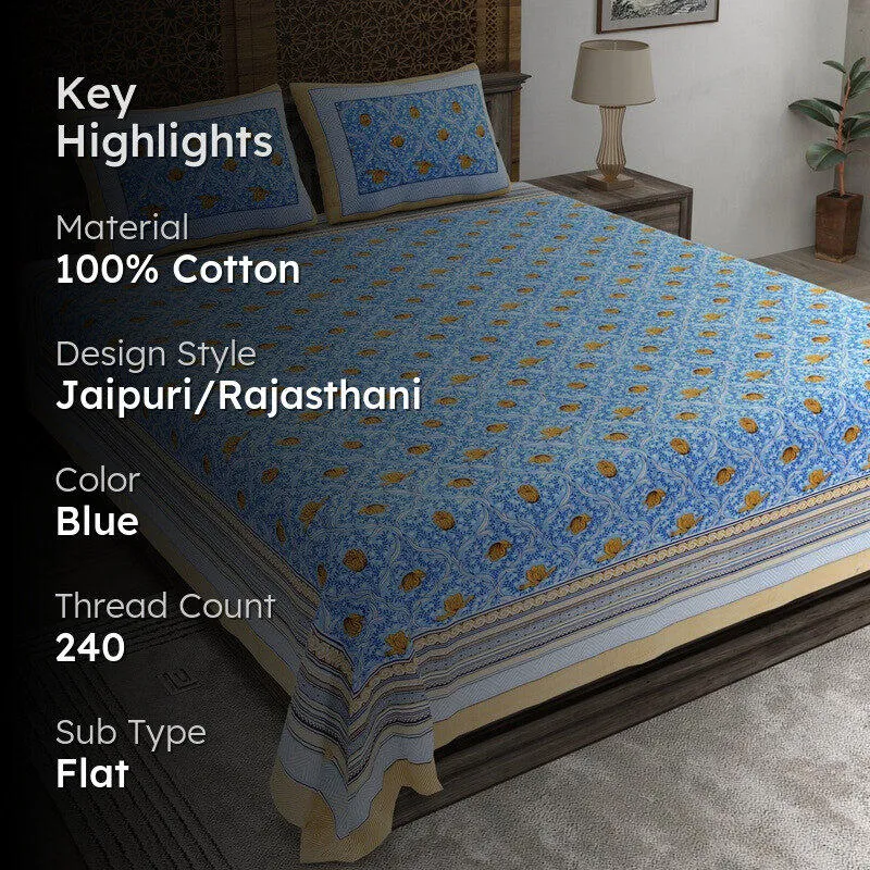 Shapeix Cotton Bedsheet (Blue) - 240 TC media 2