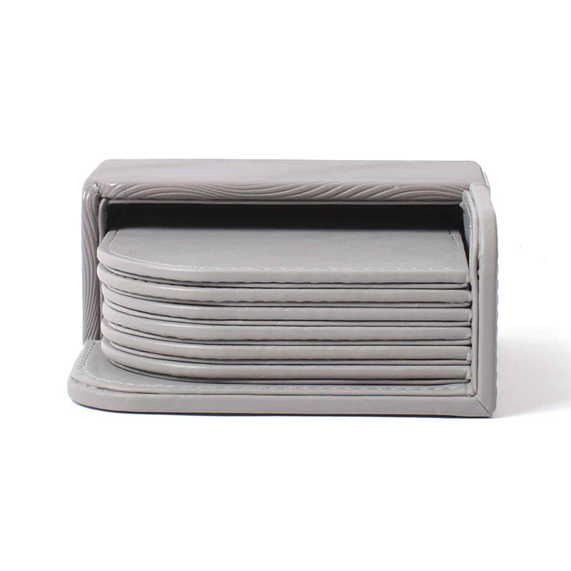 Veltrix Faux Leather Coaster (Grey) - Seven Piece Set media 3