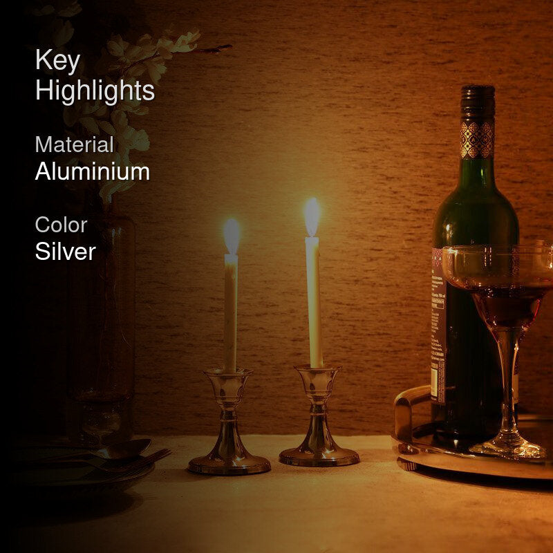 Ottista Taper Candle Holder (Silver) - Set Of Two media 2