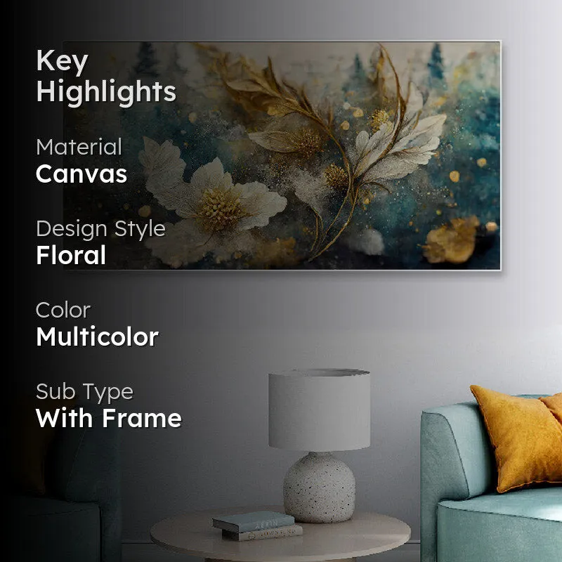 Pristine Floral Gold Wall Painting media 2