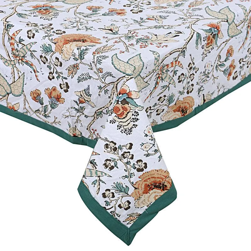 Muhina Rectangular Cotton Table Cover (White) - Six Seater media 5
