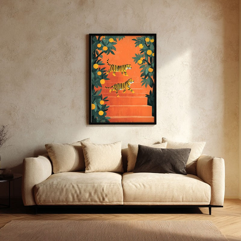 Tigris Canvas Wall Painting With Black Frame