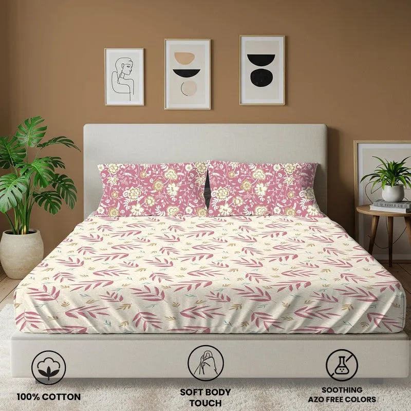 Urban Space Floral Whisper Cotton Bedsheet (Pink) - 144 TC media 4