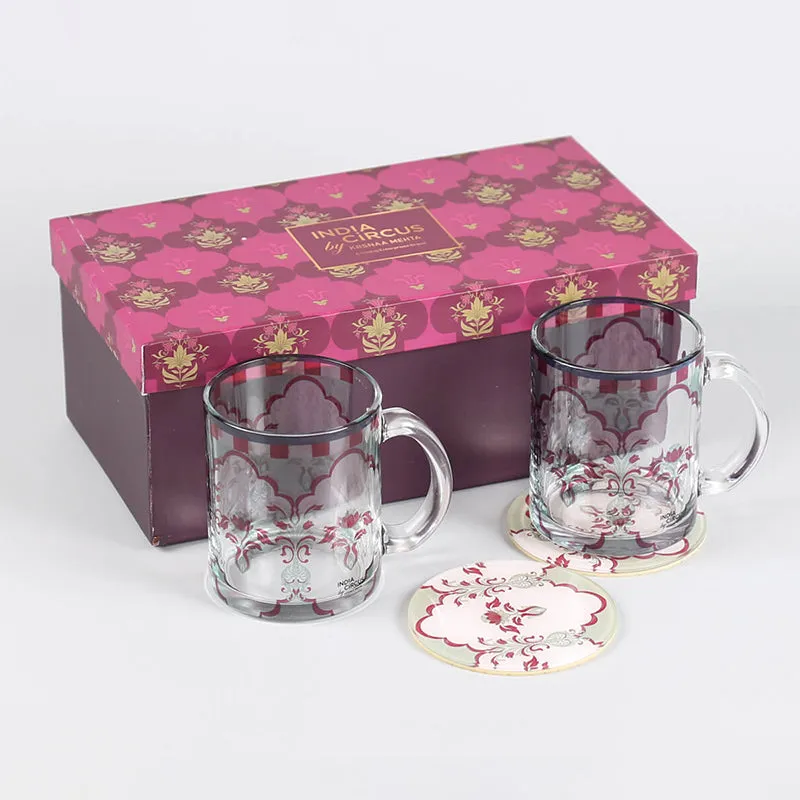 India Circus Heirloom Glass Mug With Coaster (325 mL Each) - Four Piece Set media 4