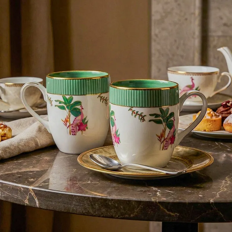 Gilded Mayura Coupe 24k Gold Brushed Porcelain Coffee Mug(280 mL Each) - Set Of Six media 3
