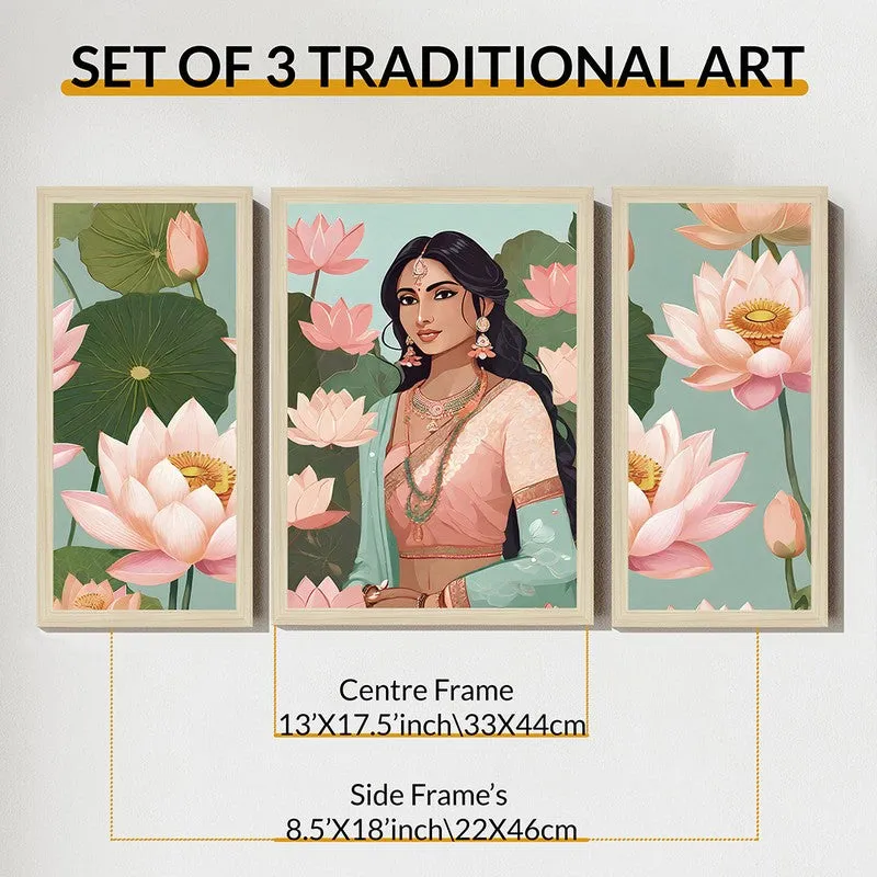 Lotus Grace Synthetic Fibre Wall Art - Set of Three media 10