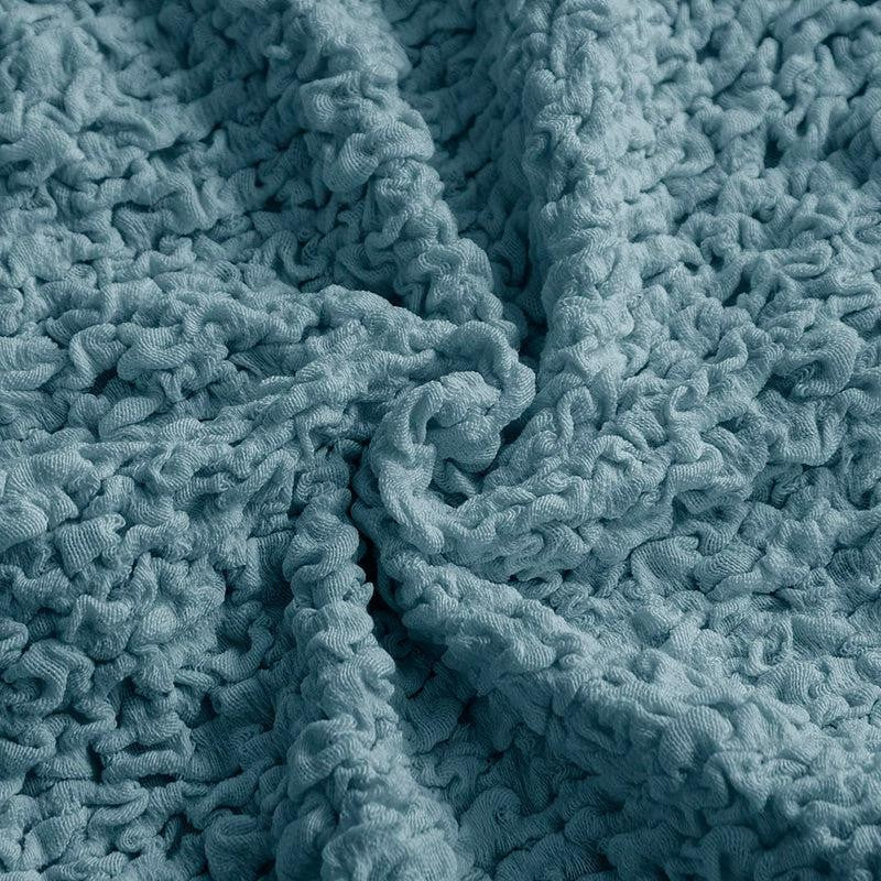 Refined Ruffles Polyester Solid Sofa Cover - Blue media 4