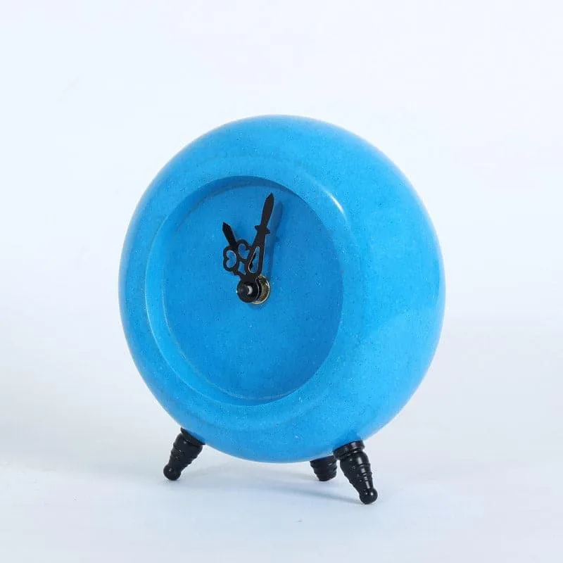 Tisora Hand Crafted Marble Table Clock - Blue media 5