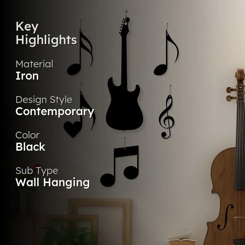 Guitar Musical Notes Iron Wall Accent - Set Of Six media 2