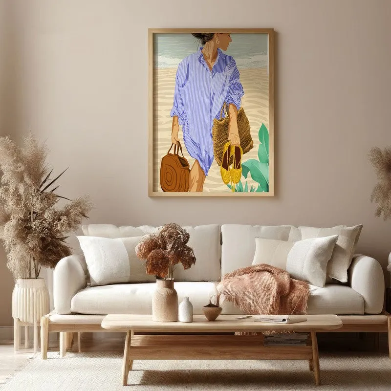 Caleya Travel Illustration Canvas Wall Painting With Brown Frame media 4