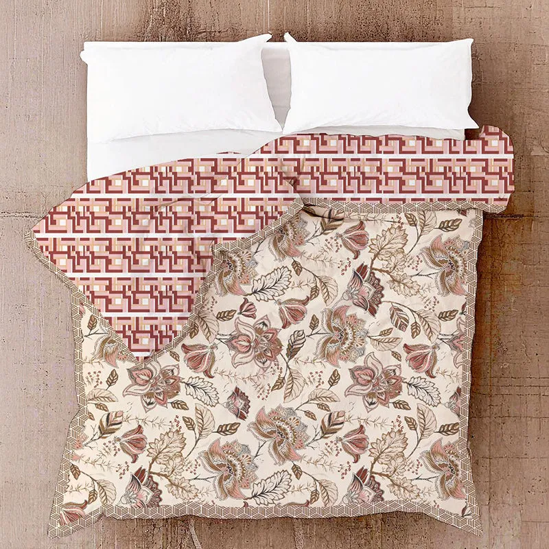 Satrangi Swirl Floral Cotton Dohar (Peach) - 210 TC media 4