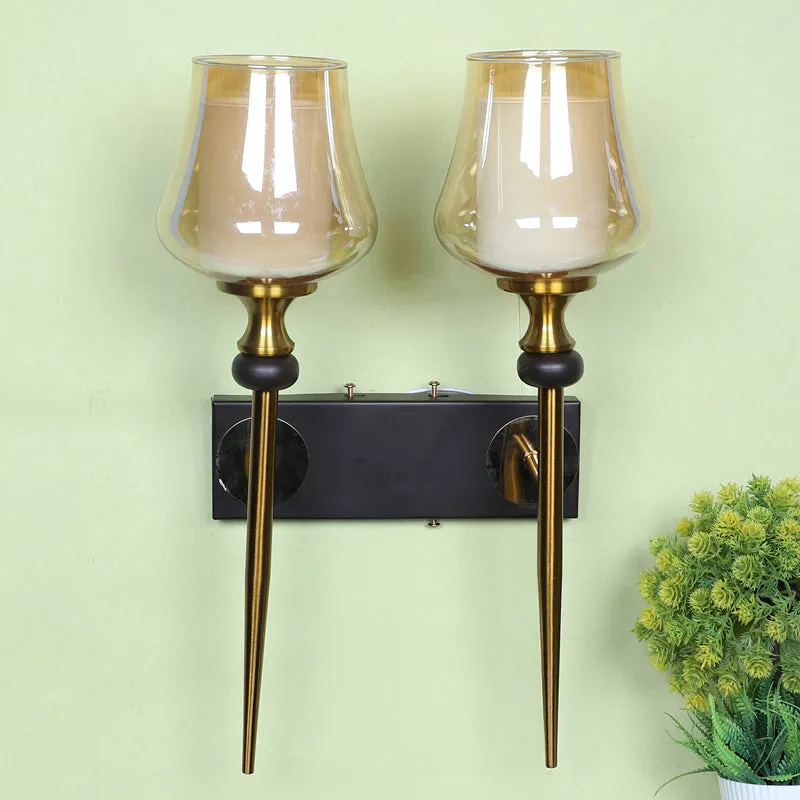 Alankrita Glass Shade Wall Lamp With Iron Base media 3
