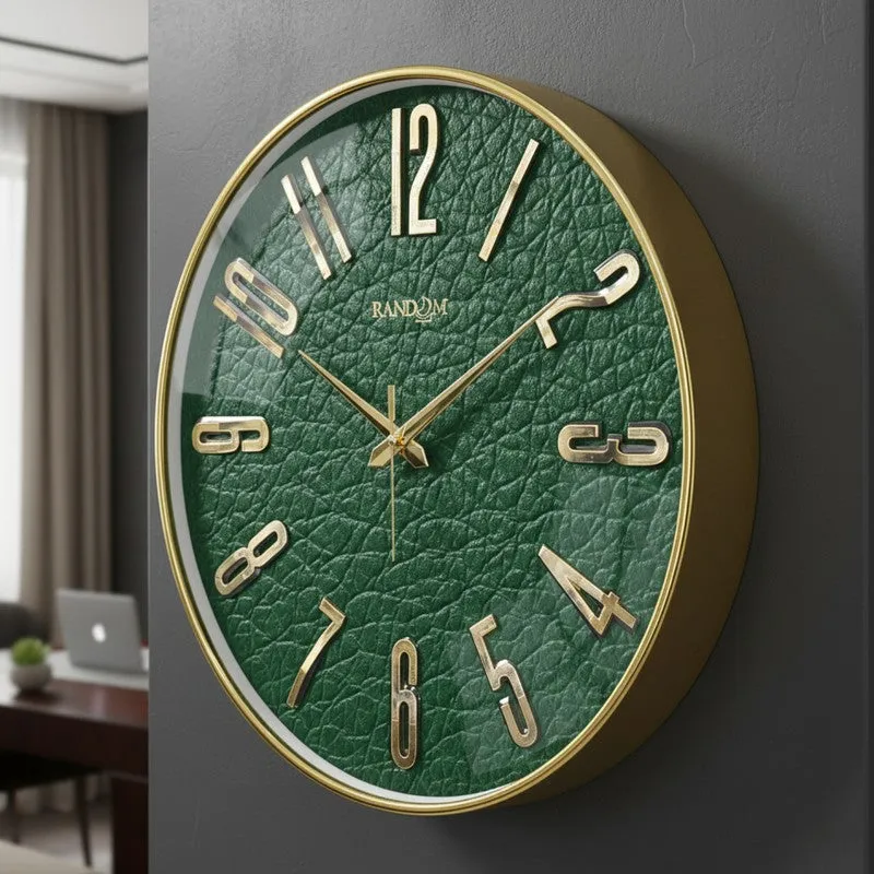 Elite Numeric Plastic Wall Clock - Green & Gold media 5