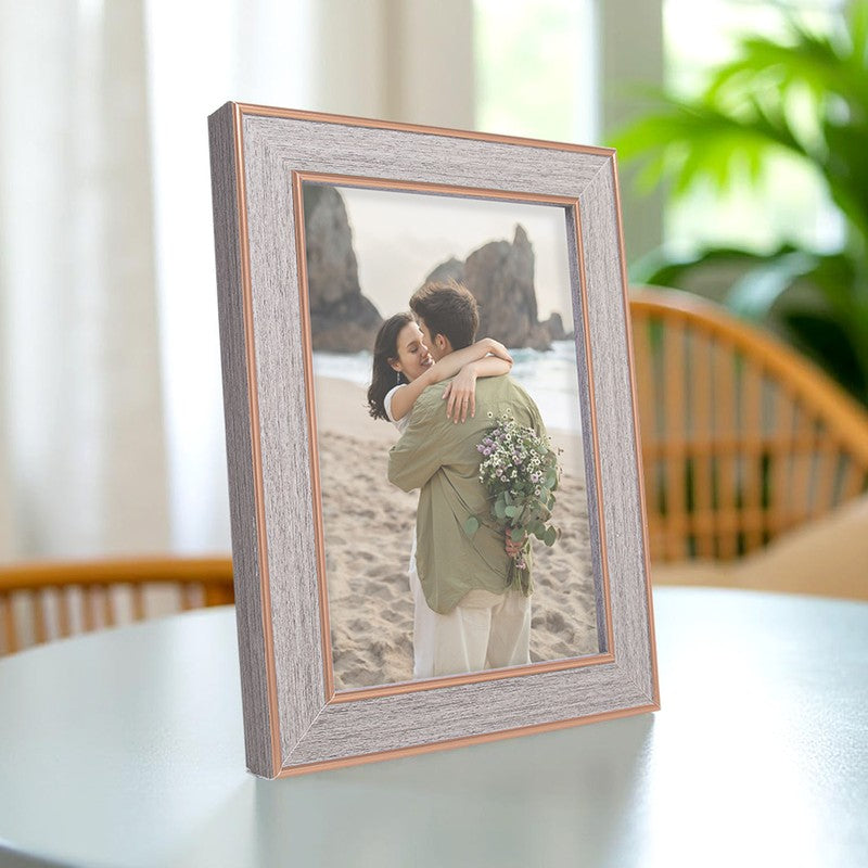 Nova Brushed Photo Frame -  Grey & Gold media 4