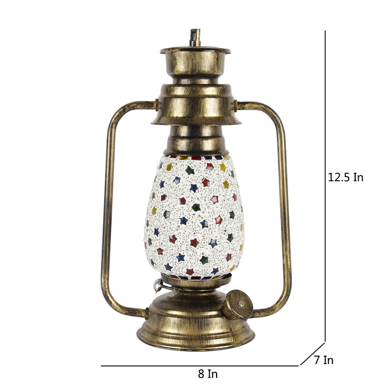 Divyara Mosaic Lantern Iron & Glass Table Lamp - Multicolor media 7