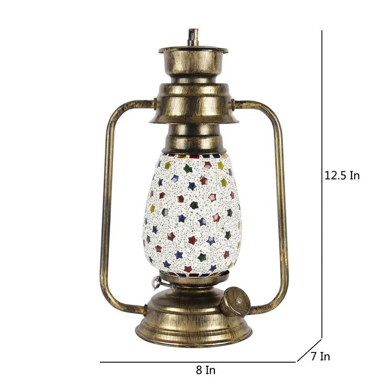 Divyara Mosaic Lantern Iron & Glass Table Lamp - Multicolor media 7