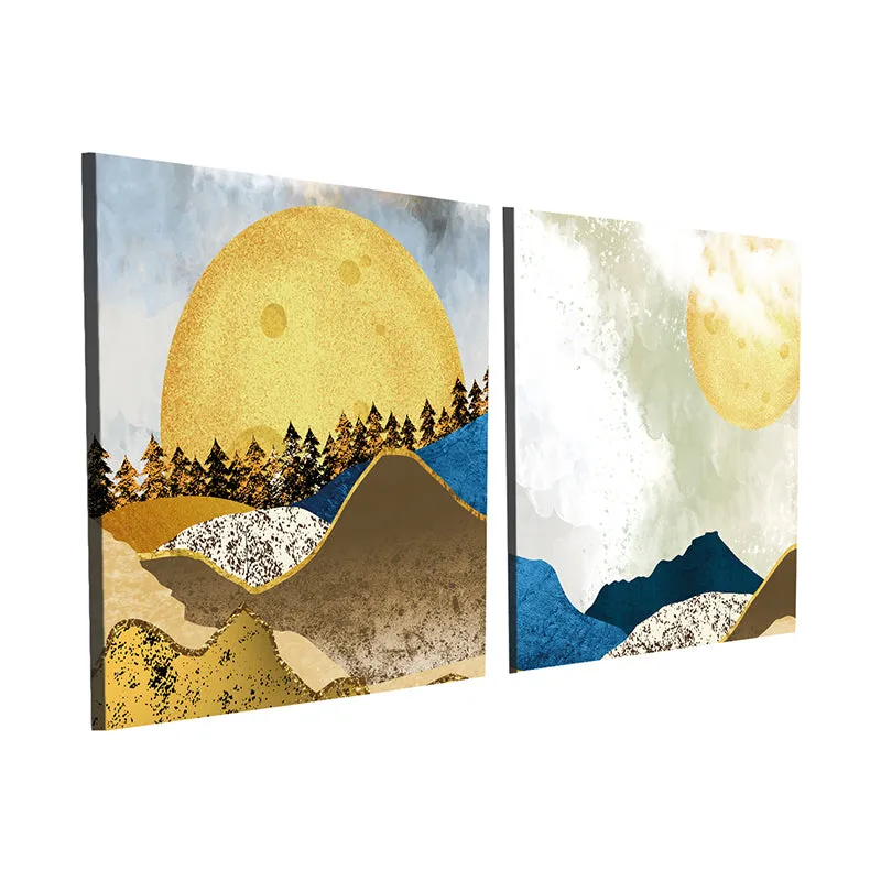 Over The Hills Canvas Wall Art - Set Of Two media 4