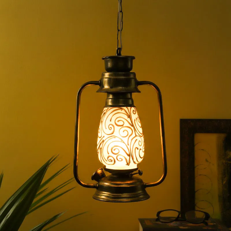 Saagar Mosaic Lantern Glass Ceiling Lamp - Gold media 1