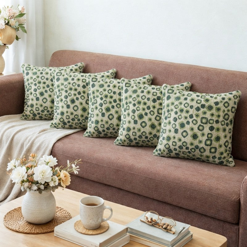 PixelMosaic Cushion Cover (Green) - Set Of Five