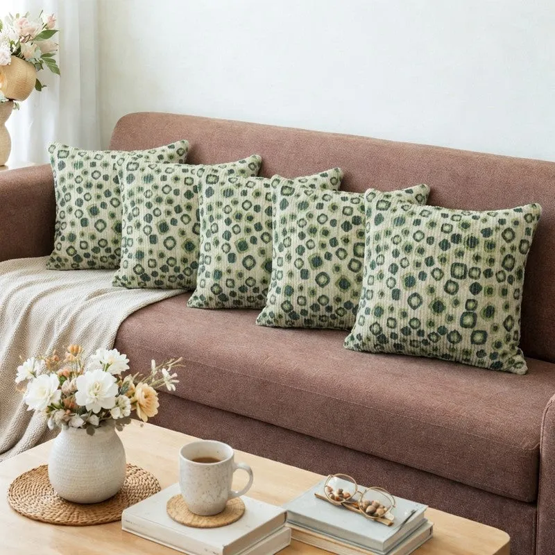 PixelMosaic Cushion Cover (Green) - Set Of Five media 1