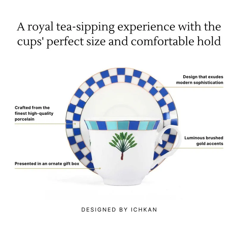 BlossomCharm 24k Gold Brushed Porcelain Tea Cup (300 mL Each) -  Twelve Piece Set media 8