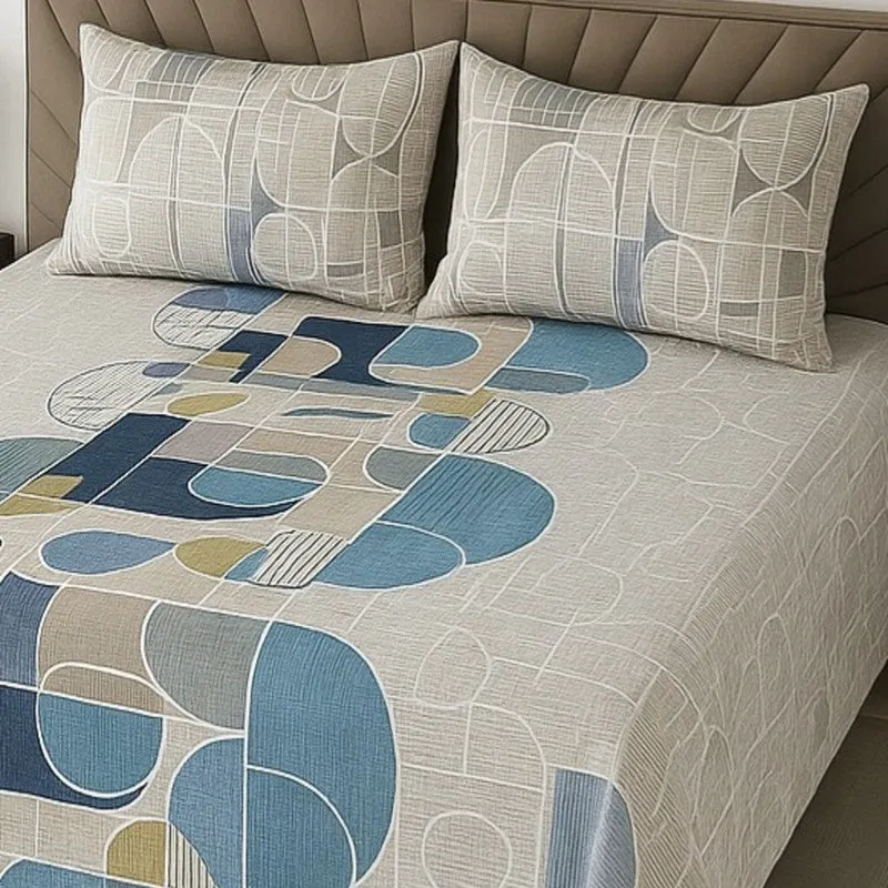 Textura Cotton Bedsheets (Blue,Off White) - 400 TC media 3