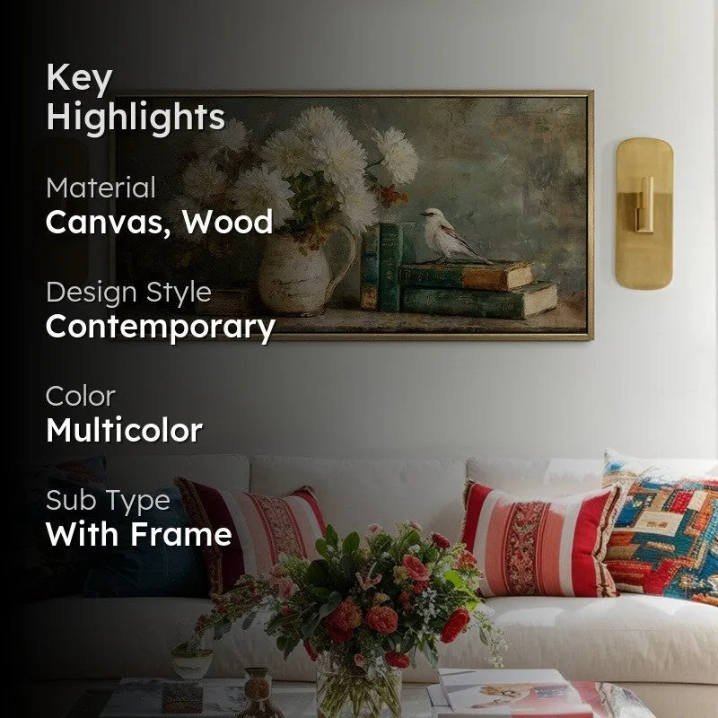 Feathered Tale Canvas Wall Painting With Frame media 2