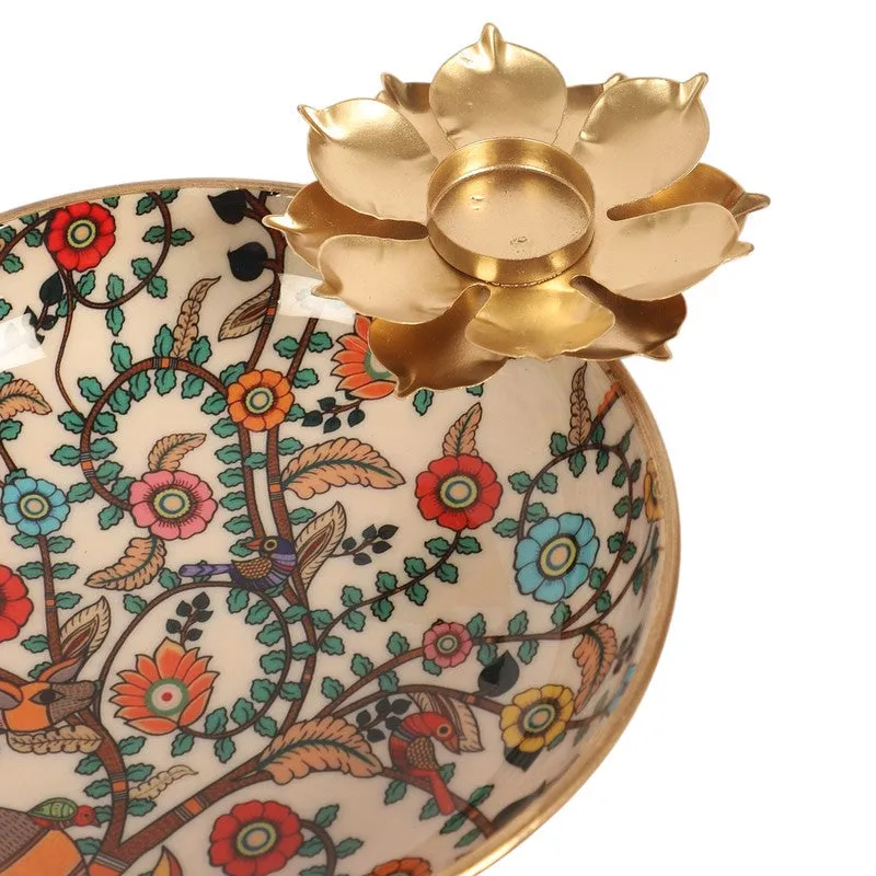 Floral Decorative Iron Urli - 7