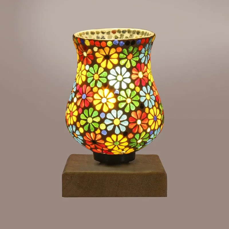 Miraira Mosaic Glass Table Lamp With Wooden Base - Multicolor media 8