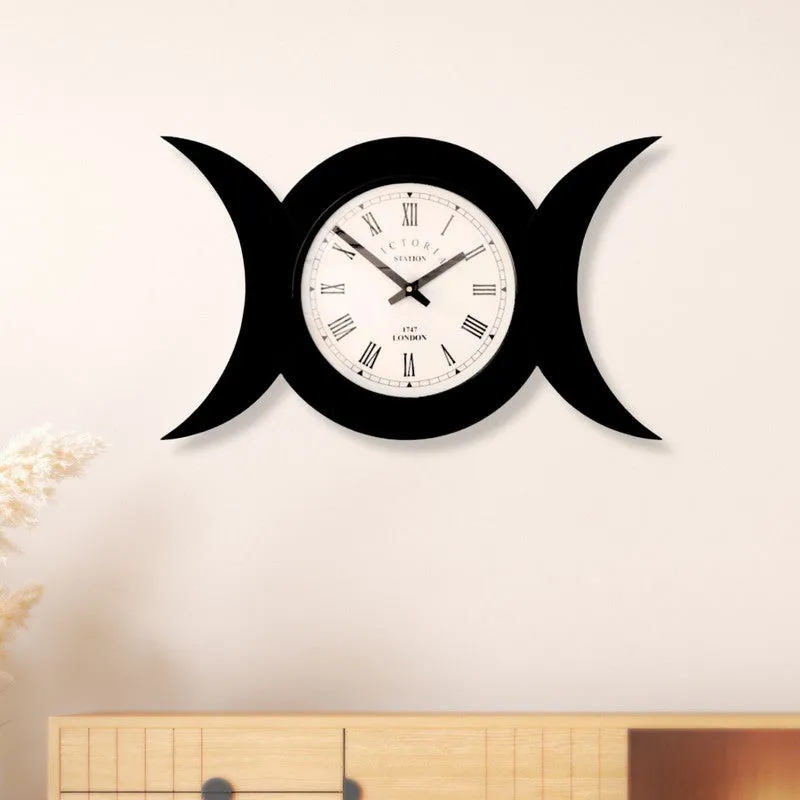 Lunar Steel Analog Wall Clock - Black media 1