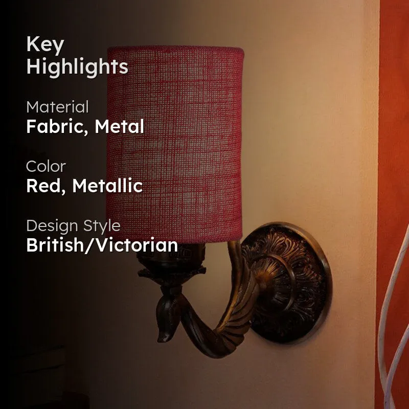 Amro Retro Fabric & Metal Wall Lamp - Red media 2