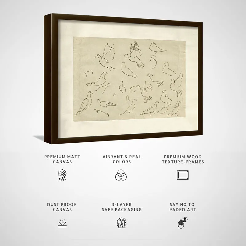 Etched Birds Wood Wall Art With Frame - Black media 5