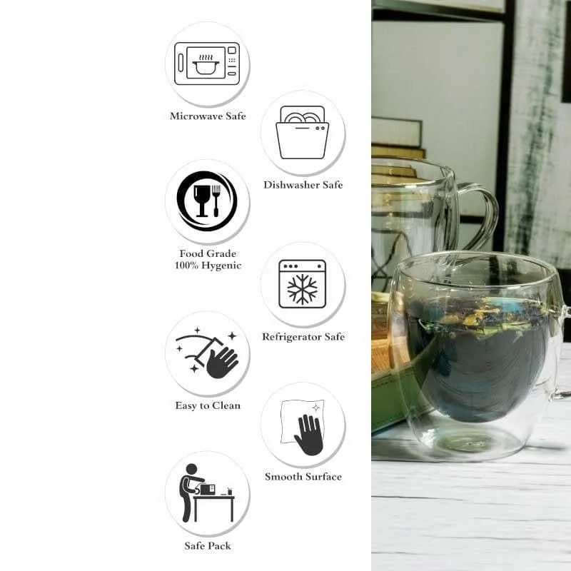 Cooltrex Glass Tea Cup (250 mL Each) - Set of Two media 6