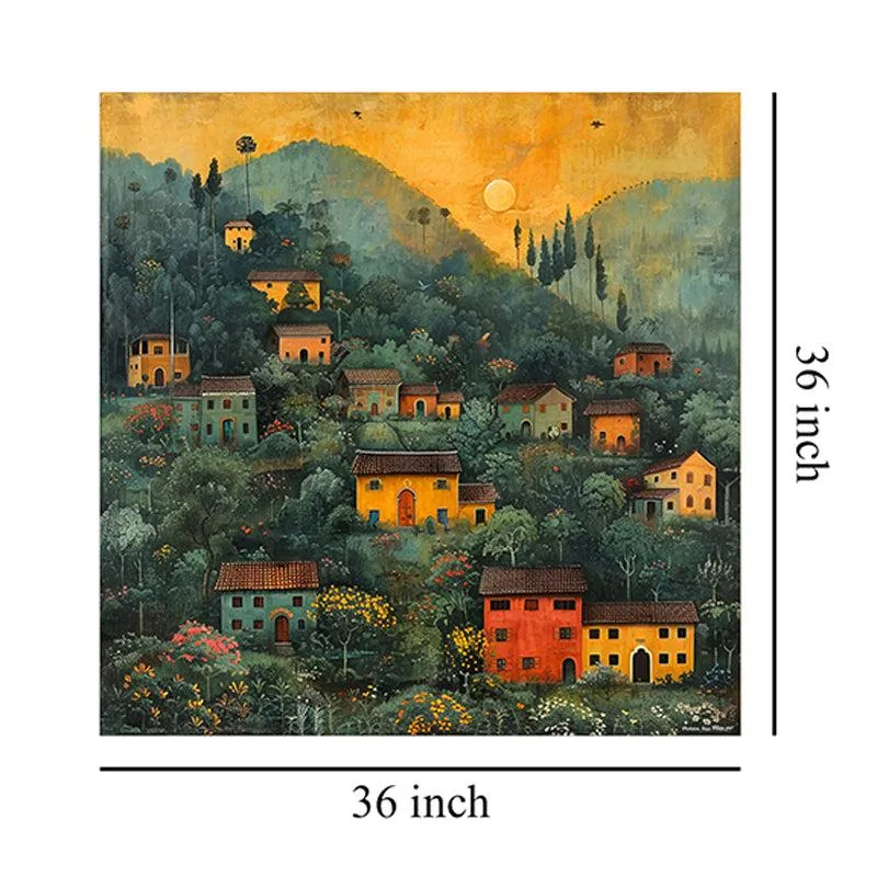 Hillside Nestled Houses Poly Canvas Wall Painting media 8