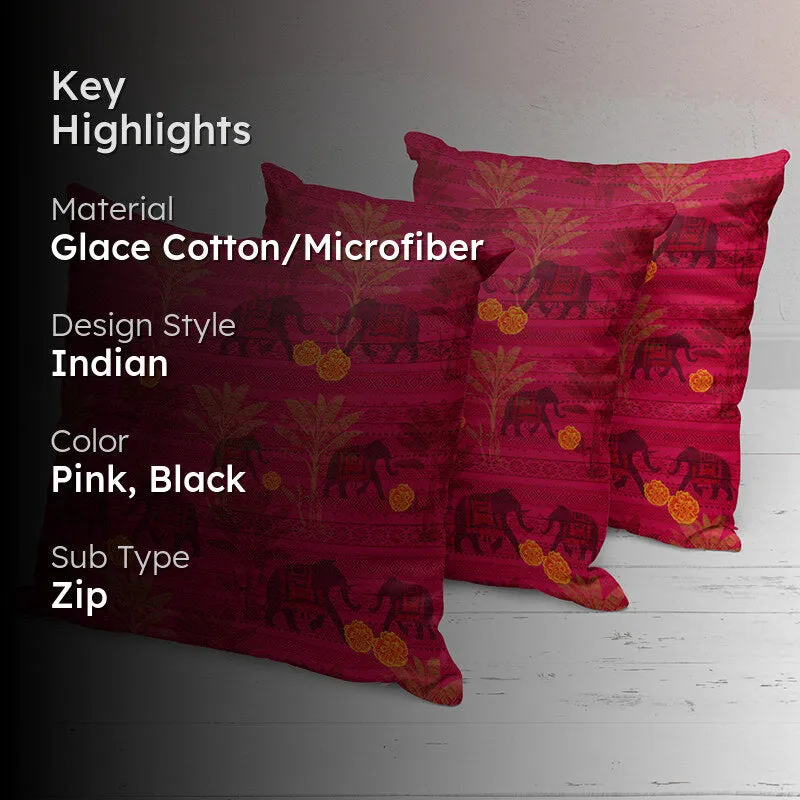 Savannah Haathi Printed Cushion Cover Set - Set Of Three media 2