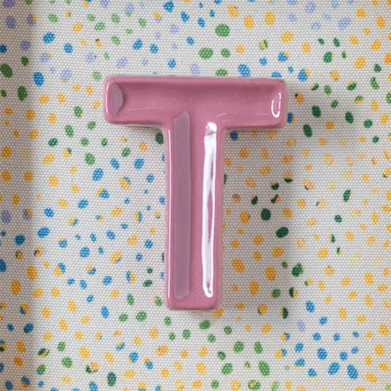 (T) Mini Mottled Mono Ceramic & Wooden Wall Accent - Pink media 4