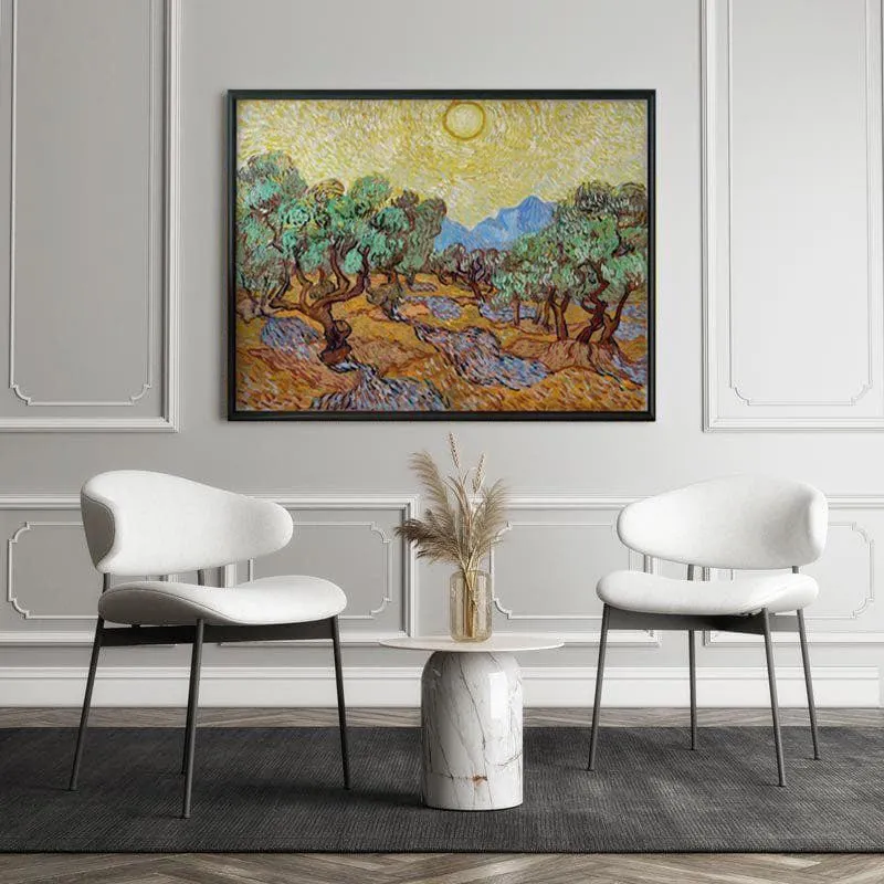 Olive Trees With Yellow Sky & Sun By Vincent Van Gogh - Black Frame media 5
