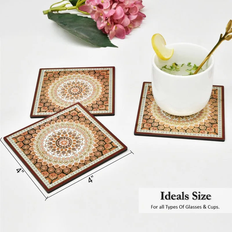 Abstract Designer Wooden Coasters with Holder - Seven Piece Set media 7