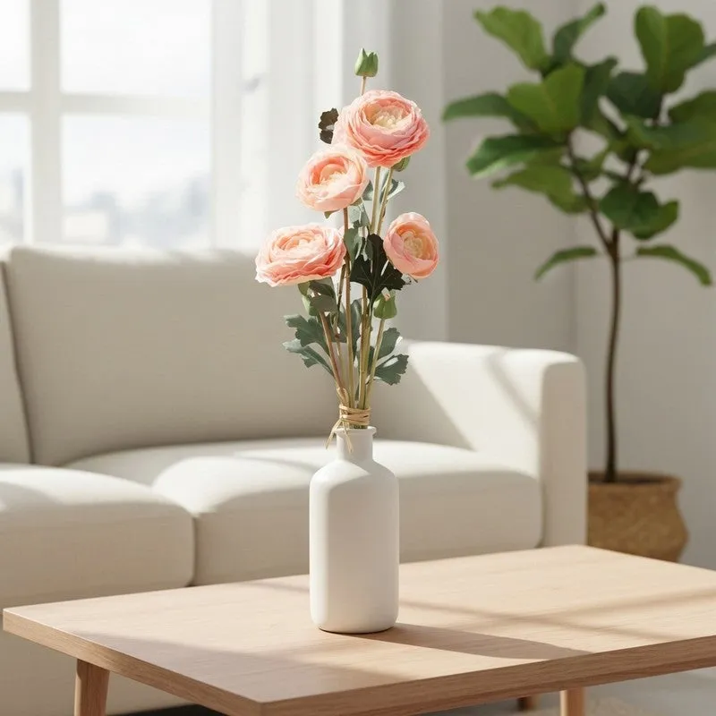 Florya Rose Fabric Artificial Flower - Peach media 1