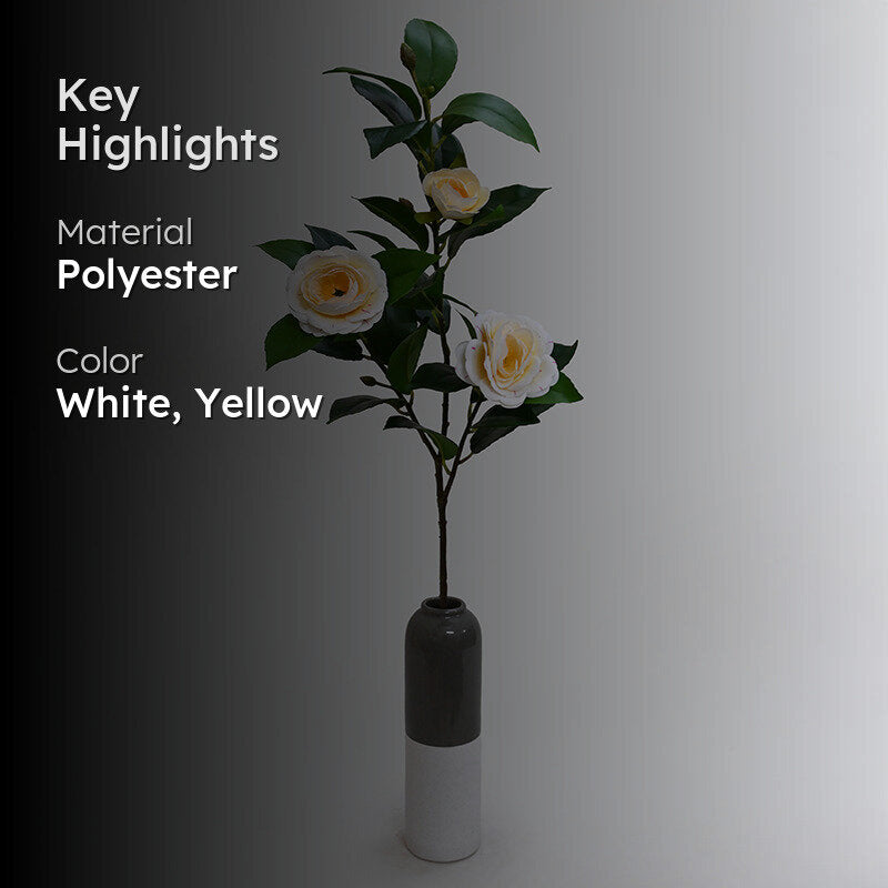 Edeina Artificial Rose Without Pot (Off White) - 3 Feet media 2