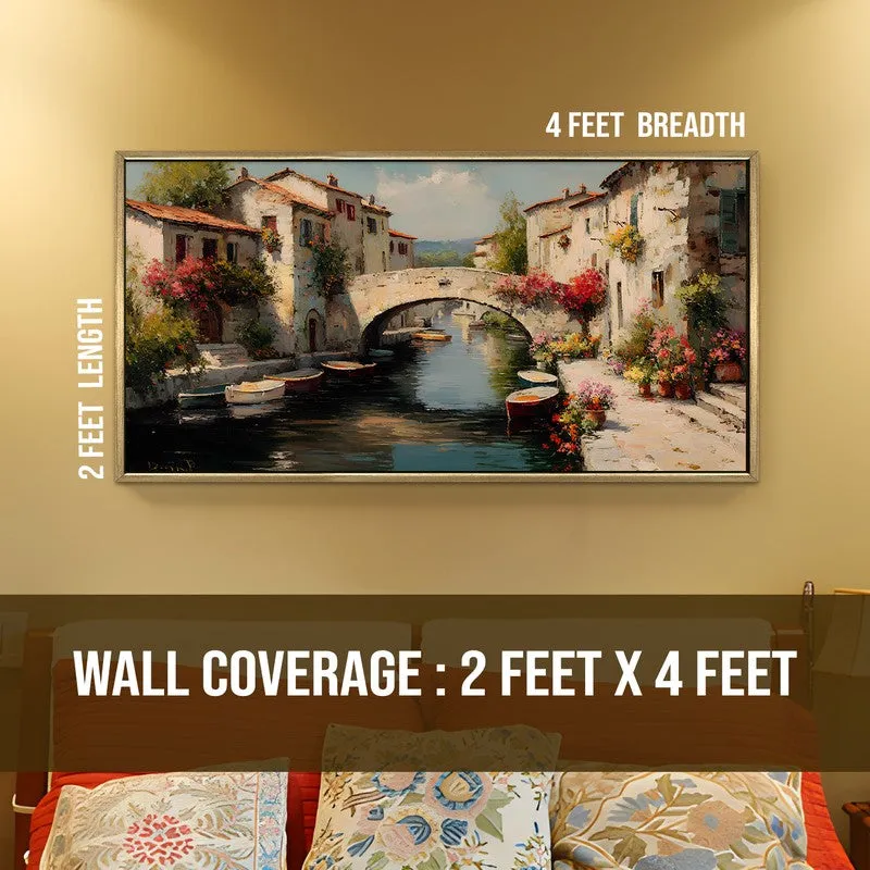 Bloomlit Canal Canvas Wall Painting With Frame media 9