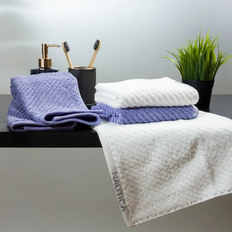 Nautica Riviera Soft Cotton Hand & Face Towel (Blue & White) - Set Of Four media 3