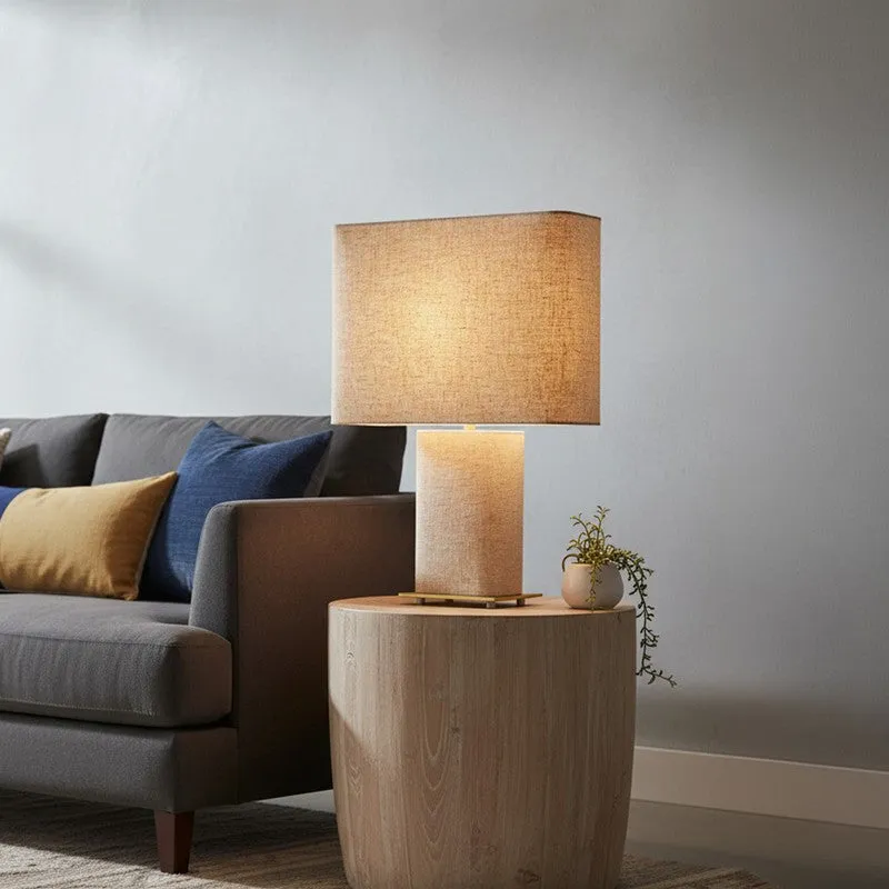 AarviDecor Stratford Decorative Fabric Table Lamp - Beige media 3