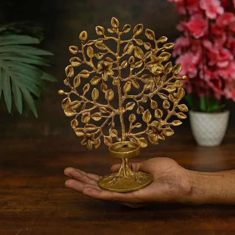 Brass Foliage Tea light Holder media 3
